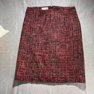 Talbots Red and Black Tweed Pencil Skirt
